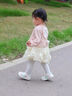 班喜迪女童秋裝連衣裙新款洋氣寶寶周歲禮服春秋兒童公主裙開衫套裝裙子 粉色 80 曬單實拍圖