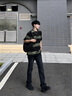 頂峰保羅（Dingfengbaoluo）純棉短袖男夏季寬松條紋美式重磅休閑T恤HL64黑綠色L 曬單實拍圖