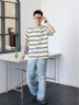 卡賓【滿(mǎn)身刺繡】男裝 條紋T恤2024夏新款卡通刺繡寬松短袖上衣潮流街 米白色12 XL (180) 52 曬單實(shí)拍圖