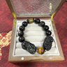 中國(guó)黃金China Gold貔貅男士手鏈貔貅手串轉(zhuǎn)運(yùn)珠黑曜石手串生日禮物男送男友老公爸爸 招財(cái)貔貅心經(jīng)黑曜石手串 曬單實(shí)拍圖