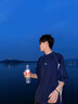 頂峰保羅（Dingfengbaoluo）美式速干長袖男寬松防曬印花撞色運動感百搭T恤DH26黯夜藍XL 曬單實拍圖