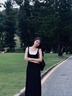 茯見法式赫本風(fēng)黑色假兩件吊帶連衣裙子女夏季2025新款小個子氣質(zhì)長裙 假兩件黑色吊帶連衣裙 M 曬單實拍圖