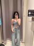 佐敘美式闊腿直筒牛仔褲女2025夏季新款潮流破洞寬松顯瘦垂感拖地褲女 湖藍(lán)色 M （90-105斤） 曬單實拍圖