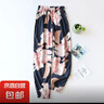 女士睡褲夏季直筒褲碎花仙女褲家居褲空調房防蚊涼快長(cháng)褲 人棉長(cháng)褲*紅葉 XL (170) 曬單實(shí)拍圖