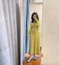舒芳蝶（shufangdie）黃色針織半身連衣裙子長裙女2025新款早秋裝溫柔風(fēng)穿搭一整套裝裙 黃色套裝 M 曬單實拍圖