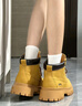 JEEP【順豐包郵】馬丁靴男休閑厚底英倫風(fēng)情侶加絨保暖大黃靴工裝靴女 土黃 【官方旗艦版/送襪子】 43 【標準運動(dòng)鞋尺碼】 曬單實(shí)拍圖