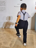 蘿卜唄唄兒童西裝套裝帥氣男童花童禮服小孩西服主持人服裝演出表演服正裝 短袖襯衫四件套 120cm建議體重38-45斤 曬單實拍圖
