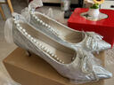 ZHR高跟鞋女優(yōu)雅尖頭單鞋女氣質(zhì)水鉆婚鞋女珍珠鏈細跟女鞋 銀色 38 曬單實(shí)拍圖