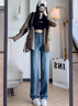 MJ STYLE高腰闊腿牛仔褲女夏季薄款2025新款小個(gè)子直筒長(cháng)褲子 靜謐藍 S 曬單實(shí)拍圖