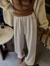 浪莎糯米褲女秋冬白色加絨加厚2025新款軟糯高腰垂感直筒棉褲闊腿褲 曬單實(shí)拍圖