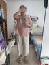 緹米媗媽媽夏裝棉麻套裝2025新款短袖上衣中老年女裝時尚繡花小衫兩件套 粉色5406套裝（上衣+褲子） 2XL 建議穿120-135斤 曬單實拍圖