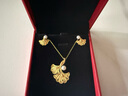 明牌珠寶 杏得識卿 足金黃金花絲銀杏葉珍珠項鏈女AFB0216工費800 杏得識卿 約45厘米 約5.17克 曬單實(shí)拍圖
