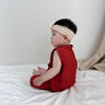 G.DUCKKIDS小黃鴨童裝新生嬰兒衣服夏季純棉周歲禮服男女寶寶旗袍薄款滿月服 葫蘆款紅色 66cm 尺碼0-3個月6斤-12斤 曬單實拍圖