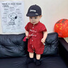 G.DUCKKIDS小黃鴨童裝嬰兒衣服夏季薄款寶寶周歲禮服男寶百日宴滿月嬰兒服 紅色 66cm 建議0-3個月8-12斤 曬單實(shí)拍圖