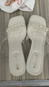 百麗（Belle）優(yōu)雅一字拖鞋女商場(chǎng)同款珍珠一字帶拖鞋D8E1DBT5 米白 37 (235mm) 曬單實(shí)拍圖
