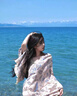 正黛民族風(fēng)披肩女2025新款高級(jí)感雙面配裙子旅行沙灘空調(diào)房外搭圍巾 米藍(lán)色 曬單實(shí)拍圖