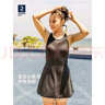 迪卡儂（DECATHLON）泳衣女溫泉顯瘦遮肚溫泉連體小黑裙游泳衣泳裝NABWW 暗夜精靈小黑裙(三角內(nèi)襯) L /120-130斤/偏小一碼 曬單實(shí)拍圖