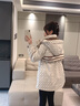 鴨鴨中長(zhǎng)款羽絨服女士2025年冬季新款潮流撞色連帽收腰顯瘦派克服外套 粉色 M 曬單實(shí)拍圖