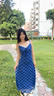 槿城絕美漂亮克萊因藍格紋吊帶連衣裙女夏2025新款純欲甜辣風(fēng)掐腰長裙 圖片色(有內(nèi)襯）WP-770 S 曬單實拍圖