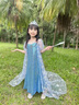 G.DUCKKIDS小黃鴨童裝愛(ài)莎公主裙女童連衣裙夏季兒童裙子冰雪奇緣女孩禮服裙 艾莎公主裙+皇冠魔法棒 100 尺碼2~3歲【90-100cm】cm 曬單實(shí)拍圖
