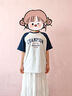 Champion【王俊凱同款】冠軍短袖插肩袖情侶款25夏季新款復古純棉T恤 灰色藍色拼接 M 曬單實拍圖