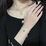 HKHL 925銀滿鉆祖母綠手鏈女士小方塊綠寶石首飾七夕情人節(jié)禮物送女友 祖母綠小方塊寶石手鏈 曬單實(shí)拍圖