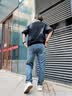 卡賓（CABBEEN）【做舊洗水】男裝 短袖T恤潮牌街頭美式風格休閑百搭時尚上衣 煤黑色01 L /175/50 曬單實拍圖