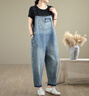 蘑菇同學(xué)減齡牛仔背帶褲女夏季時(shí)尚大碼寬松哈倫牛仔褲小個(gè)子連體九分褲子 藍色 M 建議90-115斤  曬單實(shí)拍圖