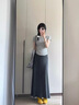 溫格芳 連衣裙女2025夏季新款韓系穿搭ootd一整套輕熟時(shí)尚氣質(zhì)套裝裙子 淺灰色上衣+深灰色半身裙 M 曬單實(shí)拍圖