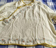 阿尤布新中式刺繡棉麻襯衫女文藝復古上衣盤(pán)扣新款夏季斜襟茶服中國風(fēng) 杏色 XL 曬單實(shí)拍圖