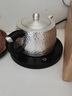 L&N銀壺泡茶壺足銀999手工錘紋井欄純銀沖茶壺高端送禮功夫銀器茶具 冰紋款+證書+禮盒 270ml 曬單實(shí)拍圖