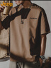 吉普（JEEP）短袖T恤男夏季潮流休閑打底衫男士寬松上衣服男裝 咖色 2XL 曬單實(shí)拍圖