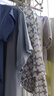 浪莎（LangSha）睡衣女夏季帶胸墊短袖長褲短褲甜美寬松加大簡約家居服三件套裝 SYC-715#藍色字母 2XL 2碼（XL，） 曬單實拍圖
