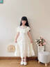 Dudant國際品牌女童夏季裙子2025新款禮服連衣裙洋氣女大童夏款長裙 米白 130 cm 曬單實拍圖