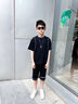 G.DUCKIDS男童夏裝套裝2025新款兒童裝夏季夏款中大童薄款運(yùn)動男孩酷帥氣潮 黑色 120 cm 曬單實(shí)拍圖