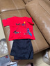 迪士尼（Disney）男童夏季套裝2024新款寬松衣服兒童男孩薄款夏裝洋氣帥氣兩件套潮 紅色 110碼建議身高105cm 曬單實(shí)拍圖