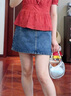UR2025夏季新款女裝休閑簡(jiǎn)約復古水洗牛仔半裙UYU850041 藍色 XL 曬單實(shí)拍圖