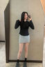 茯見側(cè)開叉短裙女夏季2025新款防走光包臀短款裙子女半身裙a字裙褲 灰色帶內(nèi)襯 M 【90-100】 曬單實拍圖