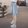德莉婭天絲薄款牛仔短褲女2025年夏季新款休閑百搭牛仔褲休閑花苞短褲子 牛仔藍(lán) M (27) 建議95-105斤 曬單實(shí)拍圖