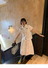 UR【鐘楚曦同款】2025夏季新款女裝波嬉風蕾絲條連衣裙UYL750037 藍色條紋 M 曬單實拍圖