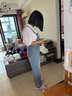 VOYDOVE高腰直筒牛仔背帶褲女春季寬松復(fù)古淺藍(lán)卷邊韓版工裝學(xué)生連體褲夏 淺藍(lán)色背帶褲【z】 L 曬單實拍圖