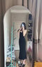 瑜尚臻品黑色吊帶連衣裙辣妹性感收腰緊身魚尾裙無袖顯瘦包臀裙法式純欲裙 M 曬單實(shí)拍圖