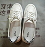 金利來(lái)（Goldlion）女鞋春夏簡(jiǎn)約小白鞋網(wǎng)面透氣免系帶平底休閑鞋女668220190白黑38 曬單實(shí)拍圖