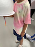 minizone夏季兒童拼色涼感防曬短袖T恤男童女童運動透氣輕薄上衣送冰袖 03粉色幻彩 120 曬單實拍圖