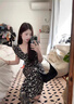 乖甜星茶歇法式赫本風黑色碎花連衣裙子女夏季2025新款氣質收腰長裙 黑色小飛袖碎花連衣裙 L 55/60kg 曬單實拍圖