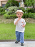 巴帝巴帝夏季嬰幼兒童防蚊褲純棉運動長褲男女寶寶童裝 灰藍 圣誕企鵝 100 曬單實拍圖