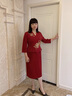 菲洛曼婚禮媽媽裝高檔禮服夏季喜婆婆婚宴高端刺繡修身敬酒連衣裙 酒紅色 2XL 曬單實拍圖