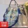 日系Ball Chain同款平替刺繡購物袋花藤腰果花系列【不含肩帶】 深灰色【花藤】/ 大號 曬單實(shí)拍圖