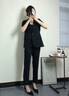 晨芙時(shí)尚西裝外套女夏季薄款小個(gè)子職業(yè)裝氣質(zhì)工作服短袖休閑西服套裝 863黑色西裝+九分褲 M 建議90-105斤 曬單實(shí)拍圖