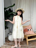 G.DUCKKIDS小黃鴨童裝女童夏裝2025新款大童女裝公主連衣裙兒童夏季國風(fēng)長裙 杏色 140 (建議125-135cm 7-8周歲） 曬單實拍圖